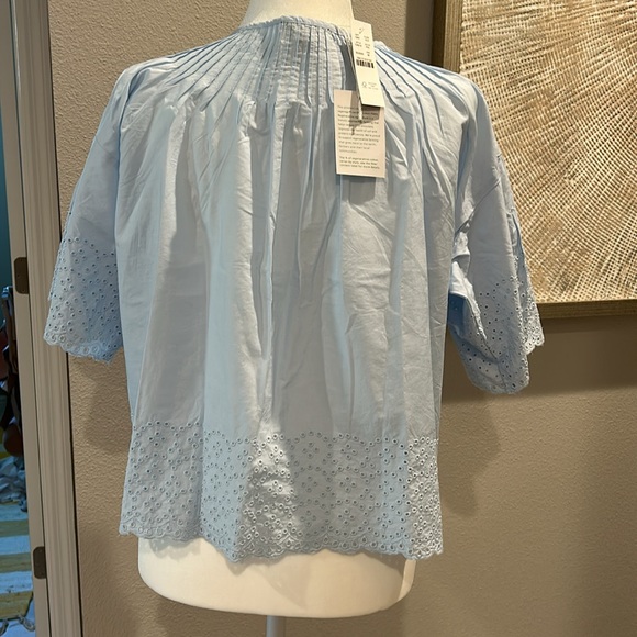 J.Crew light blue eyelit blouse, NWT, Size M - Picture 6 of 6